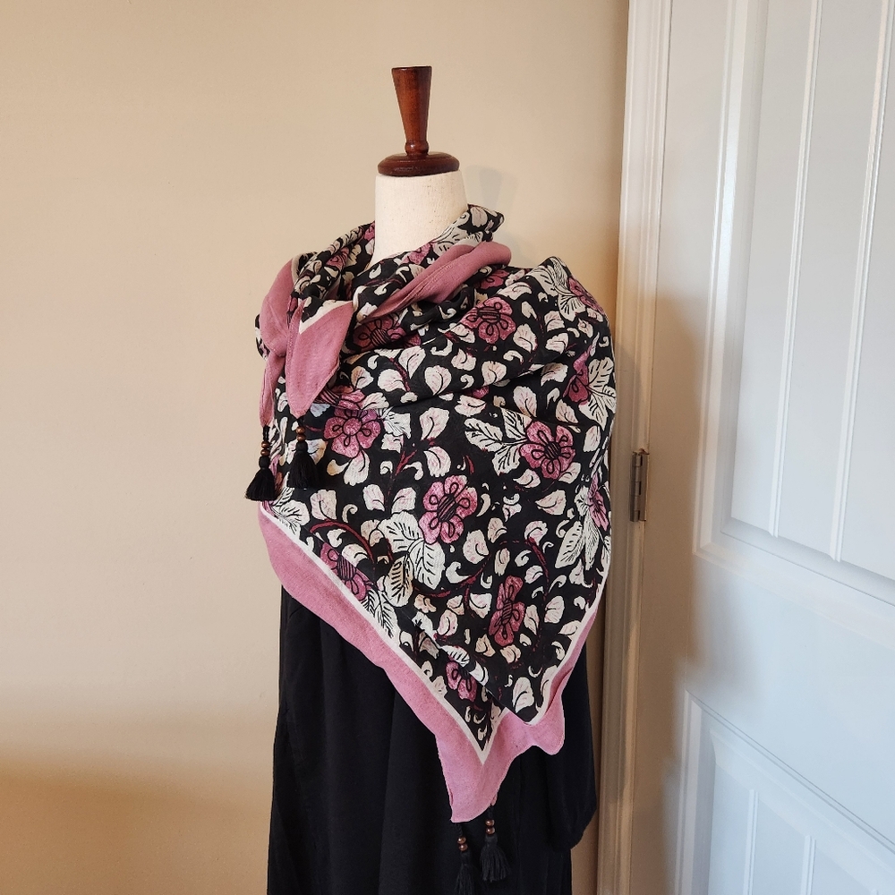 Large Square Scarf with Tassels